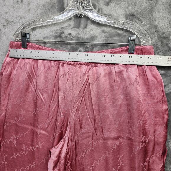 Victoria's Secret Pajama Pants Womens XL Pink Black Side Striped Satin Lounge - Picture 8 of 12